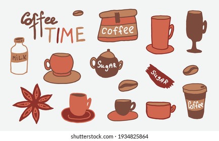 Doodle coffee illustration. Morning drink for breakfast