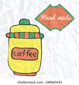 Doodle coffee illustration on sheet of paper