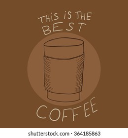 Doodle coffee illustration. Vector background