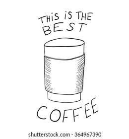 Doodle coffee illustration. Vector background