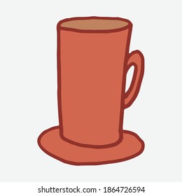 Doodle coffee mug illustration. Simple outline drawing. Morning drink for breakfast. Hand drawn design element