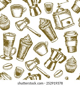 doodle coffee seamless pattern