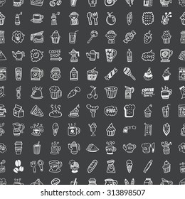 doodle coffee, seamless pattern background