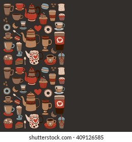 Doodle coffee shop items with seamless pattern