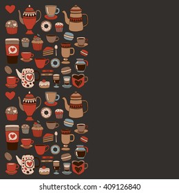 Doodle coffee shop items with seamless pattern