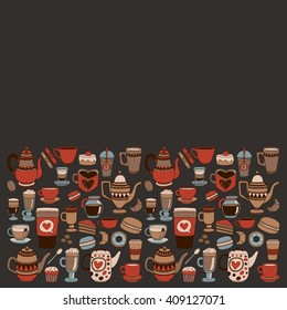 Doodle coffee shop items with seamless pattern