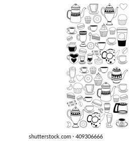 Doodle coffee shop items with seamless pattern