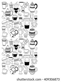 Doodle coffee shop items with seamless pattern
