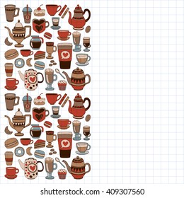 Doodle coffee shop items with seamless pattern