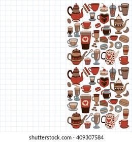 Doodle coffee shop items with seamless pattern