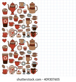 Doodle coffee shop items with seamless pattern