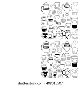 Doodle coffee shop items with seamless pattern