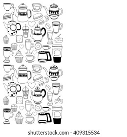 Doodle coffee shop items with seamless pattern