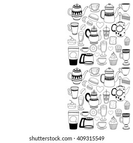 Doodle coffee shop items with seamless pattern