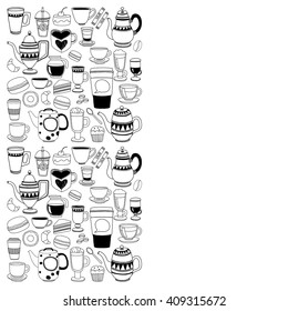 Doodle coffee shop items with seamless pattern
