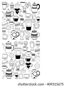 Doodle coffee shop items with seamless pattern