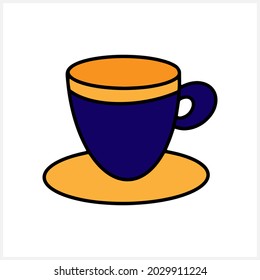 Doodle coffee or tea cup isolated on white. Vector stock illustration. EPS 10