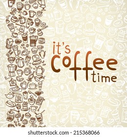 doodle coffee and tea seamless background. Vector illustration
