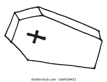 Doodle coffin or chest on white background vector hand drawn illustration