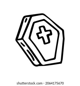 Doodle coffin or chest on white background