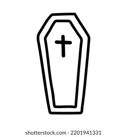 Doodle coffin. Hand-drawn vector illustration