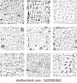 Doodle collection of Business, Party, Data, Summer, Speech, Sport