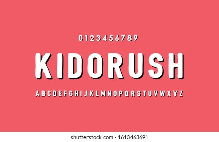 Doodle collection children typography. Typeface design alphabet uppercase and number. Kid display font. Vector illustration of fonts set.