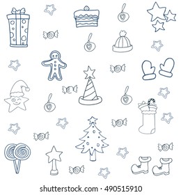 Doodle collection of christmas element vector art illustartion
