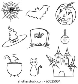 Doodle collection of halloween elements