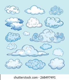 Doodle Collection of Hand Drawn Vector Clouds