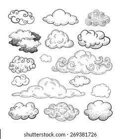 Doodle Collection Hand Drawn Vector Clouds