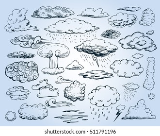 Doodle Collection of Hand Drawn Vector Clouds