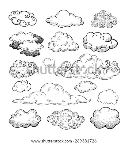 Doodle Collection of Hand Drawn Vector Clouds