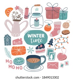 Dodle-Sammlung Satz von Weihnachten Element auf einzeln weißem Hintergrund. Frohe Weihnachten