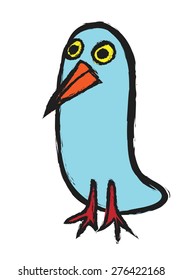 doodle color bird, vector illustration