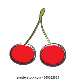 doodle color cherries vector illustration