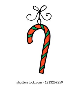 Doodle color Christmas icon. Merry Christmas and New Year decor, symbols. Design for prints and cards. Cute hand drawn design element for you. Vector illustration
