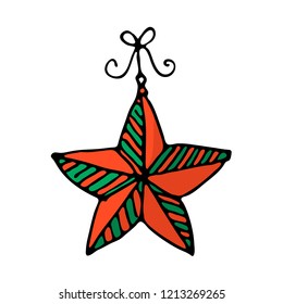 Doodle color Christmas icon. Merry Christmas and New Year decor, symbols. Design for prints and cards. Cute hand drawn design element for you. Vector illustration