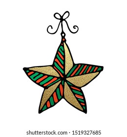 Doodle color Christmas icon. Merry Christmas and New Year decor, symbols. Design for prints and cards. Cute hand drawn design element for you. Vector illustration