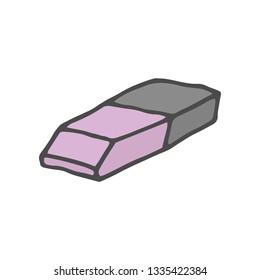 Doodle color eraser. Vector illustration isolated on white background.