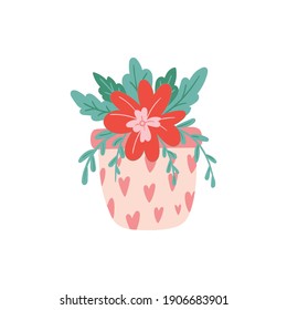 Doodle color flowers. Happy valentines day and weeding design elements. Vector illustration.