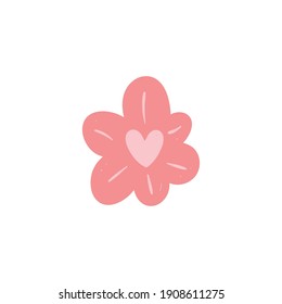 Doodle color flowers. Happy valentines day and weeding design elements. Vector illustration.
