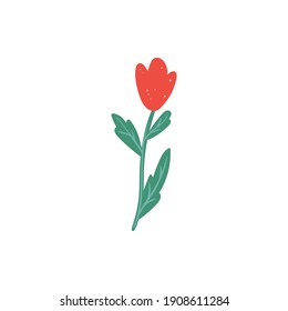 Doodle color flowers. Happy valentines day and weeding design elements. Vector illustration.