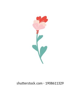 Doodle color flowers. Happy valentines day and weeding design elements. Vector illustration.