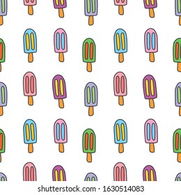 
Doodle color ice cream. Seamless vector pattern. 