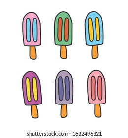 
Doodle color ice cream. Vector illustration