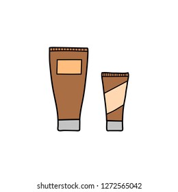 Doodle colored bb cream, foundation or creamy concealer in tube isolated on white background.