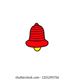 Doodle colored bell icon isolated on white background.