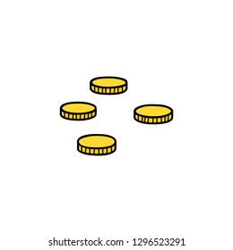 Doodle colored coins isolated on white background.