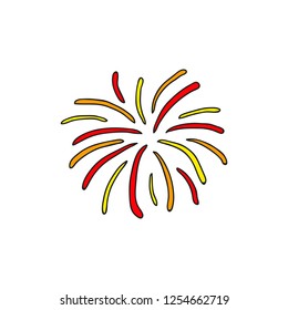Doodle colored firework isolated on white background.